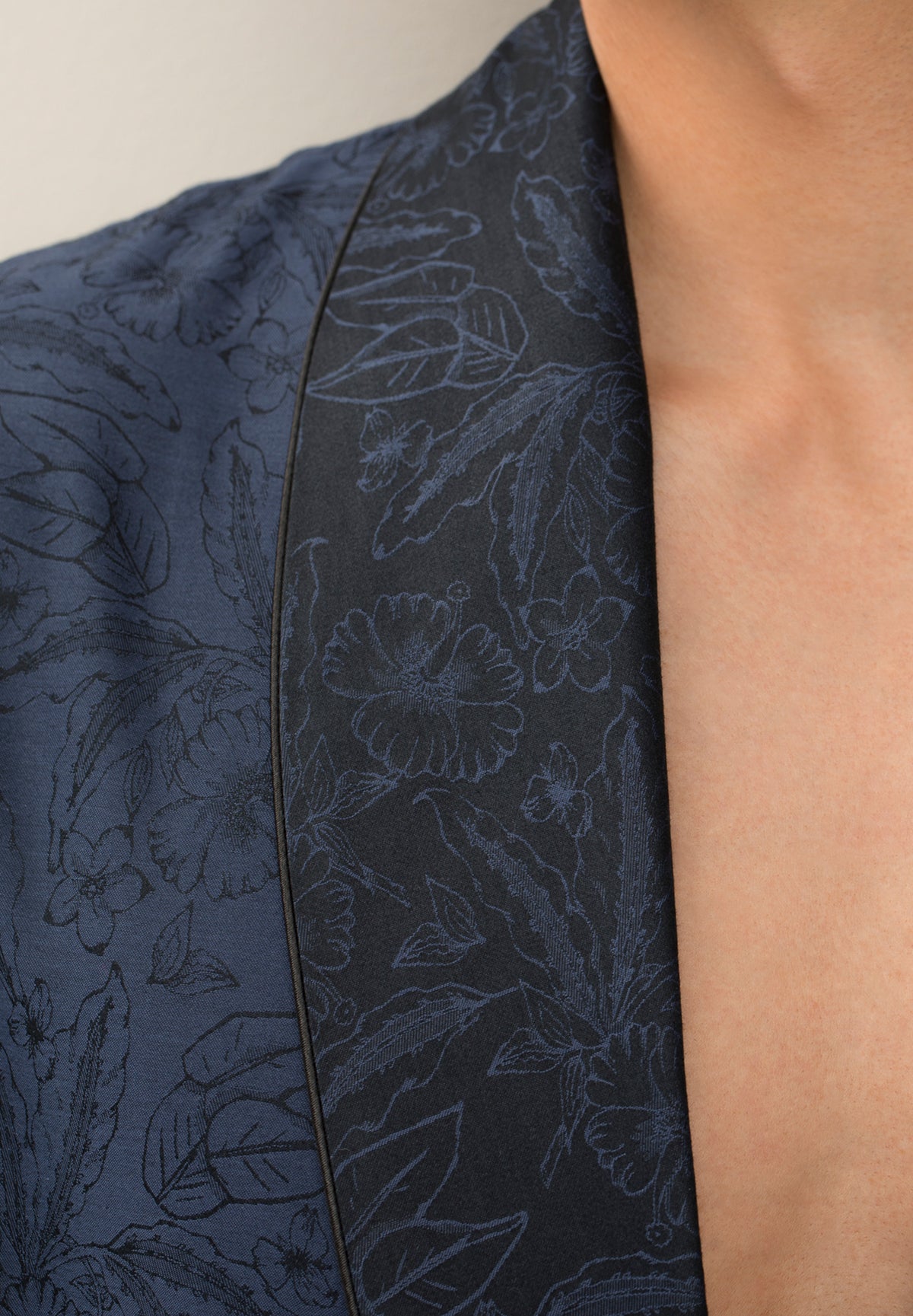 Luxury Jacquard | Robe de chambre longue - blue / black