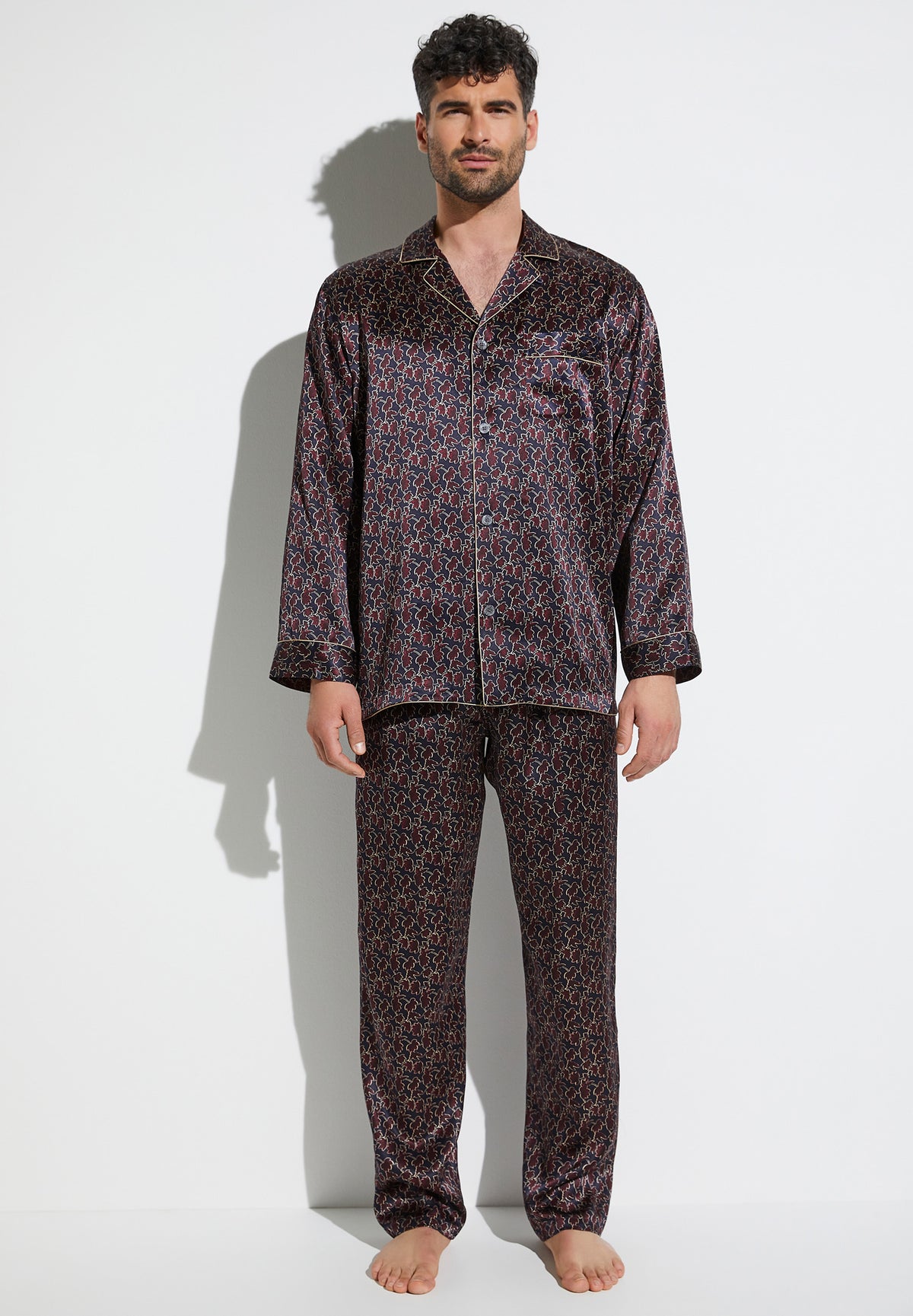 Silk Nightwear | Pyjama Long - leaves