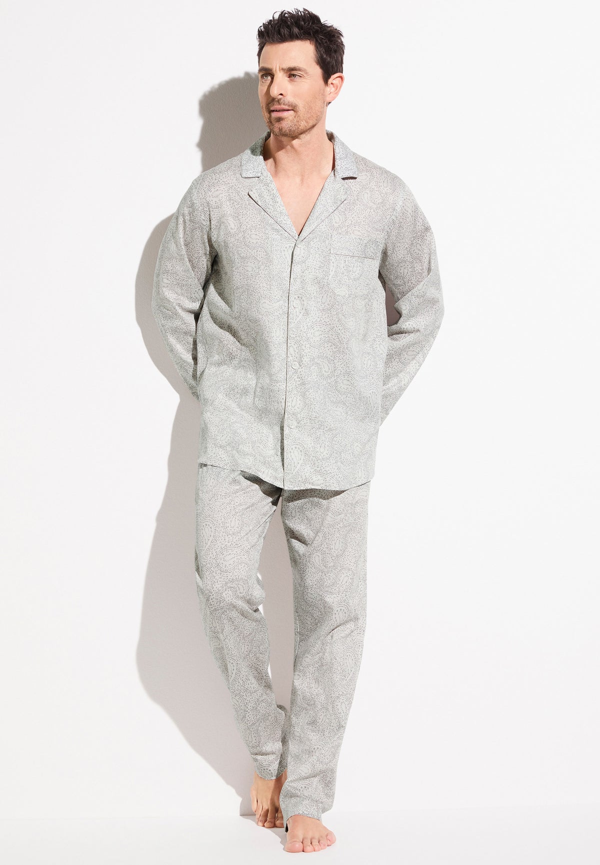 Cotton Sateen Print | Pyjama Long - paisley sand