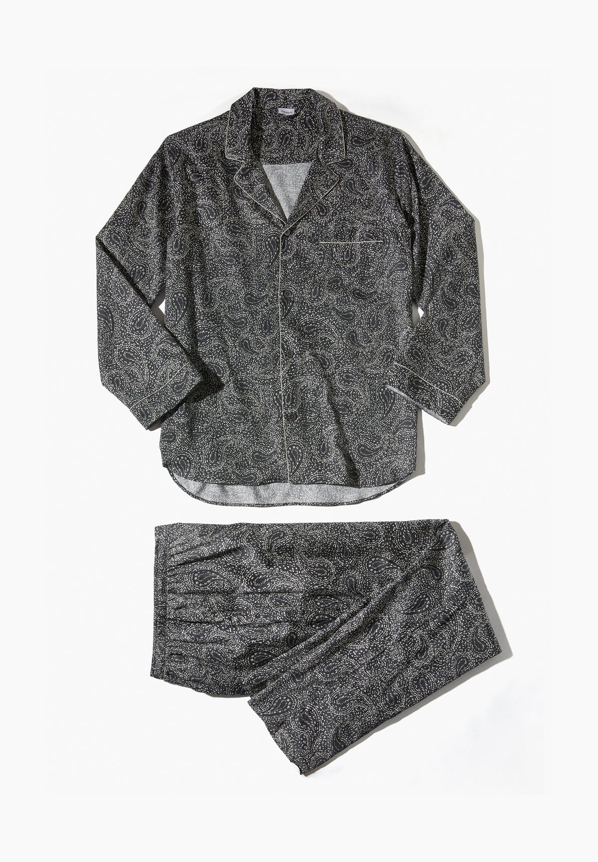 Cotton Sateen Print | Pyjama Long - paisley dark blue