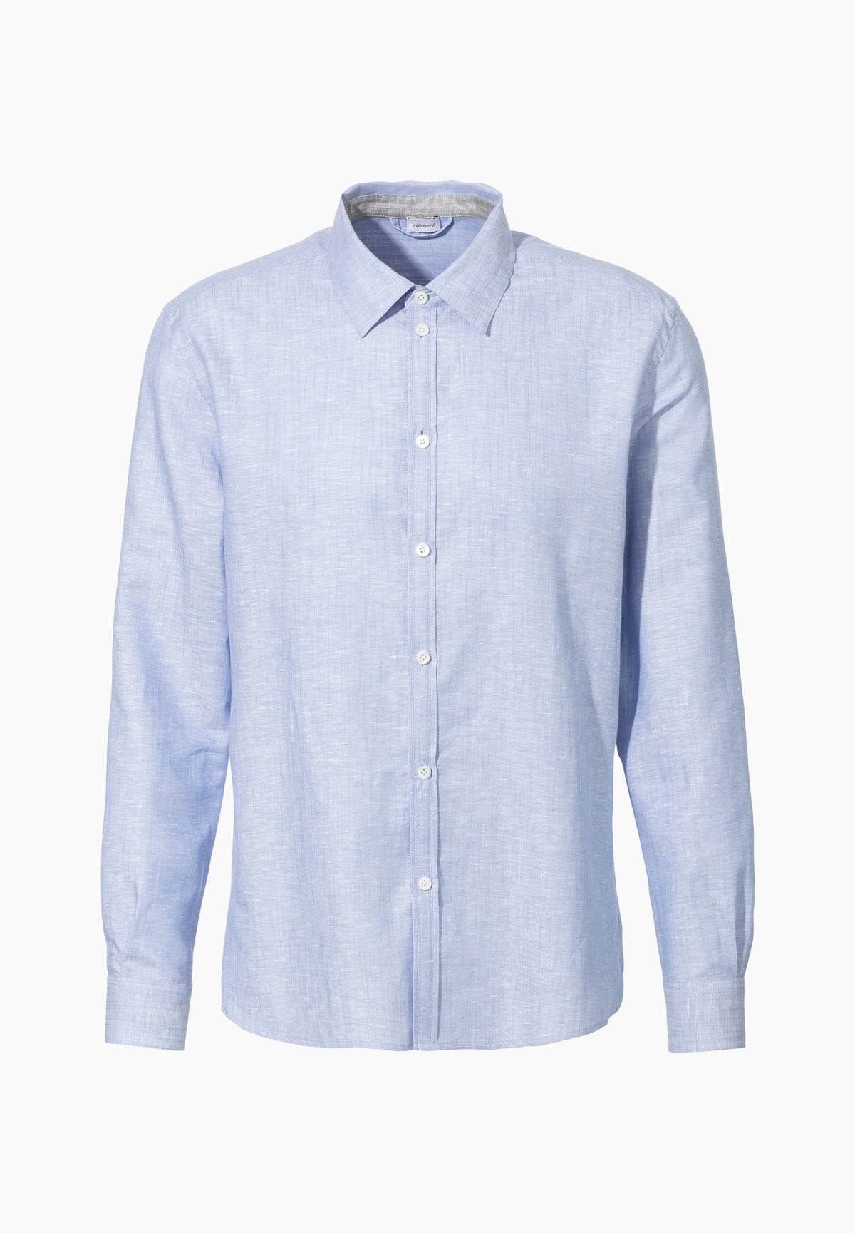 Linen Blend | Chemise avec fermeture frontale à boutons, manches longues - light blue