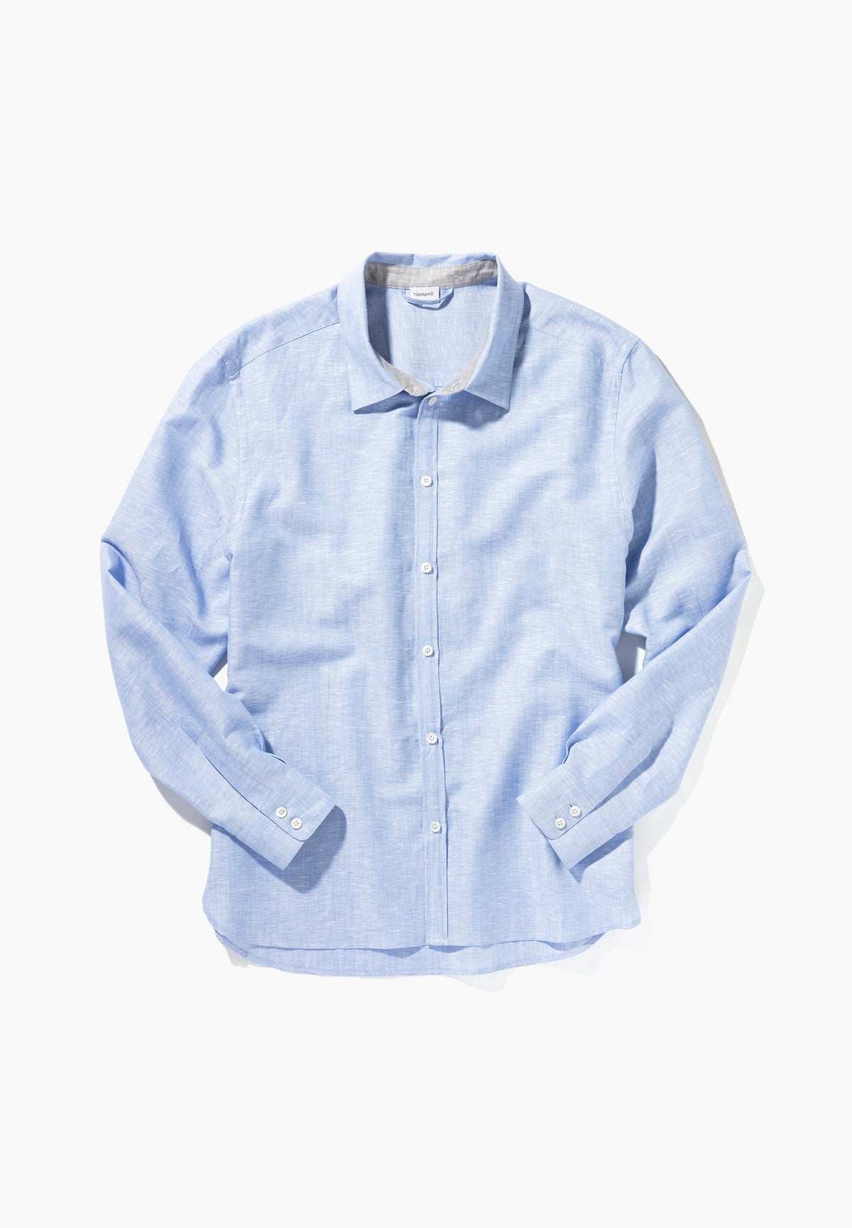 Linen Blend | Button Front Shirt Long Sleeve - light blue