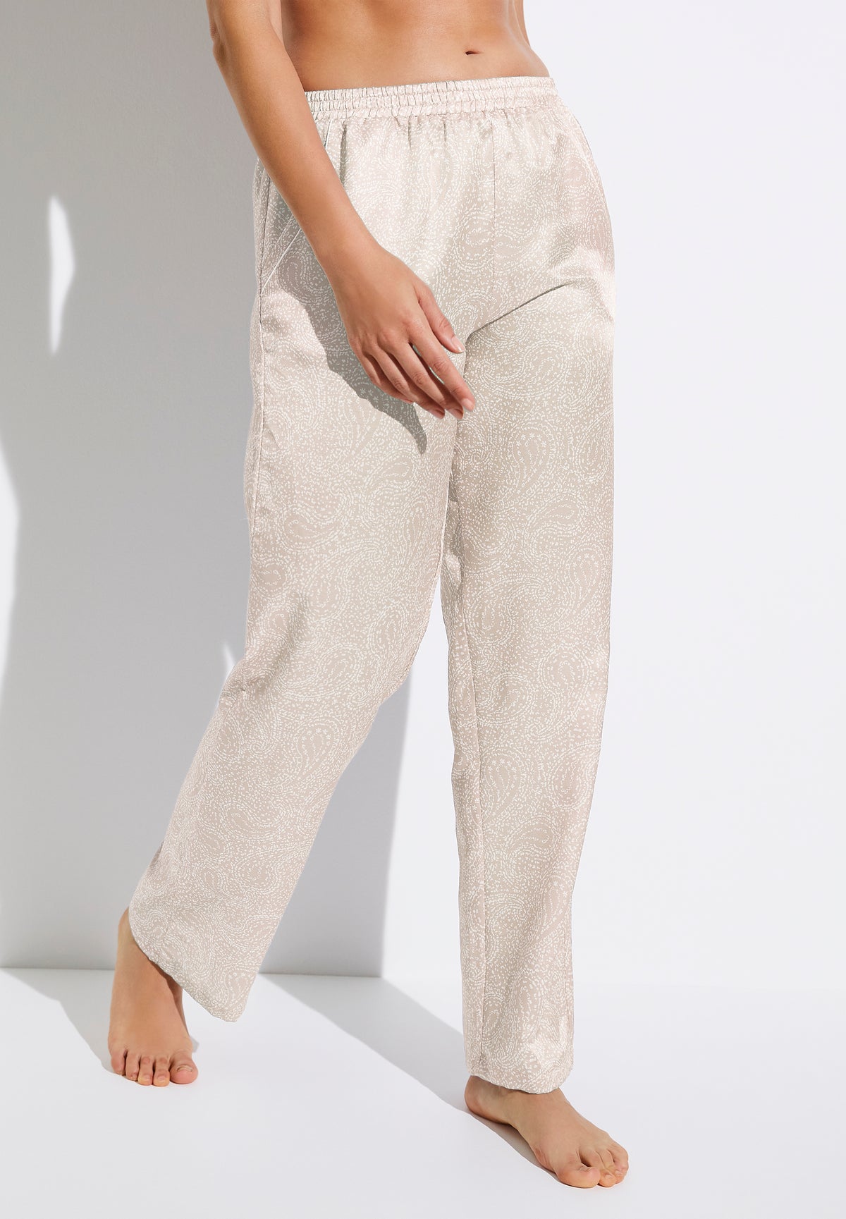 Cotton/Silk Print | Pantalon - paisley sand