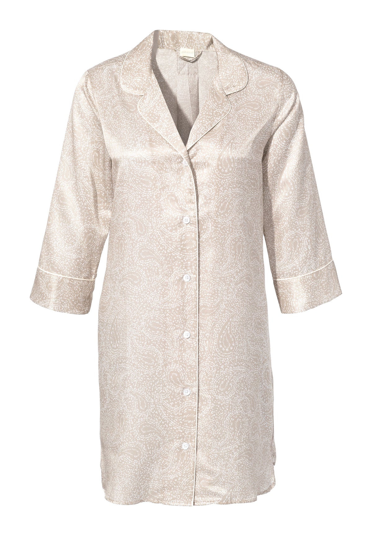 Cotton/Silk Print | Tee-shirt de nuit long manches 3/4 - paisley sand
