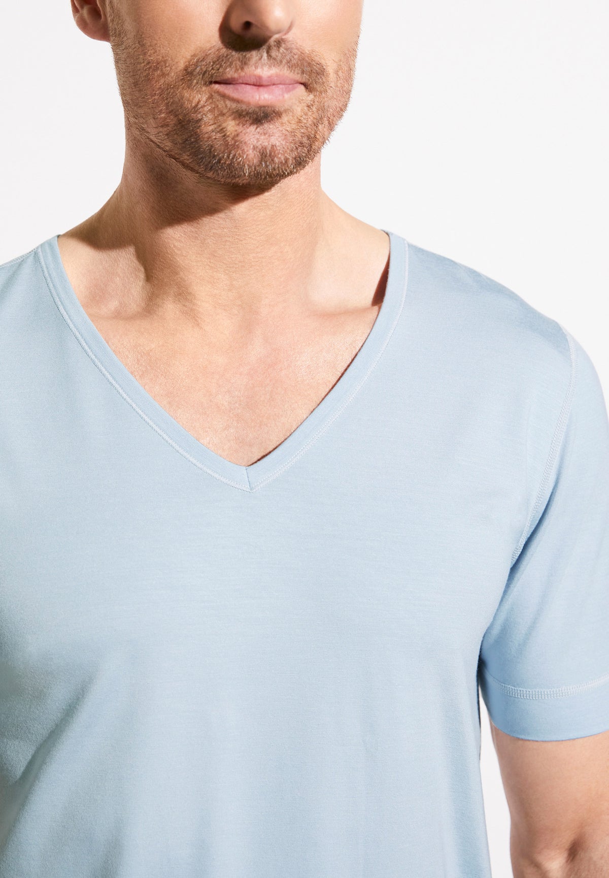 Pureness | T-Shirt à manches courtes col en V - sky blue